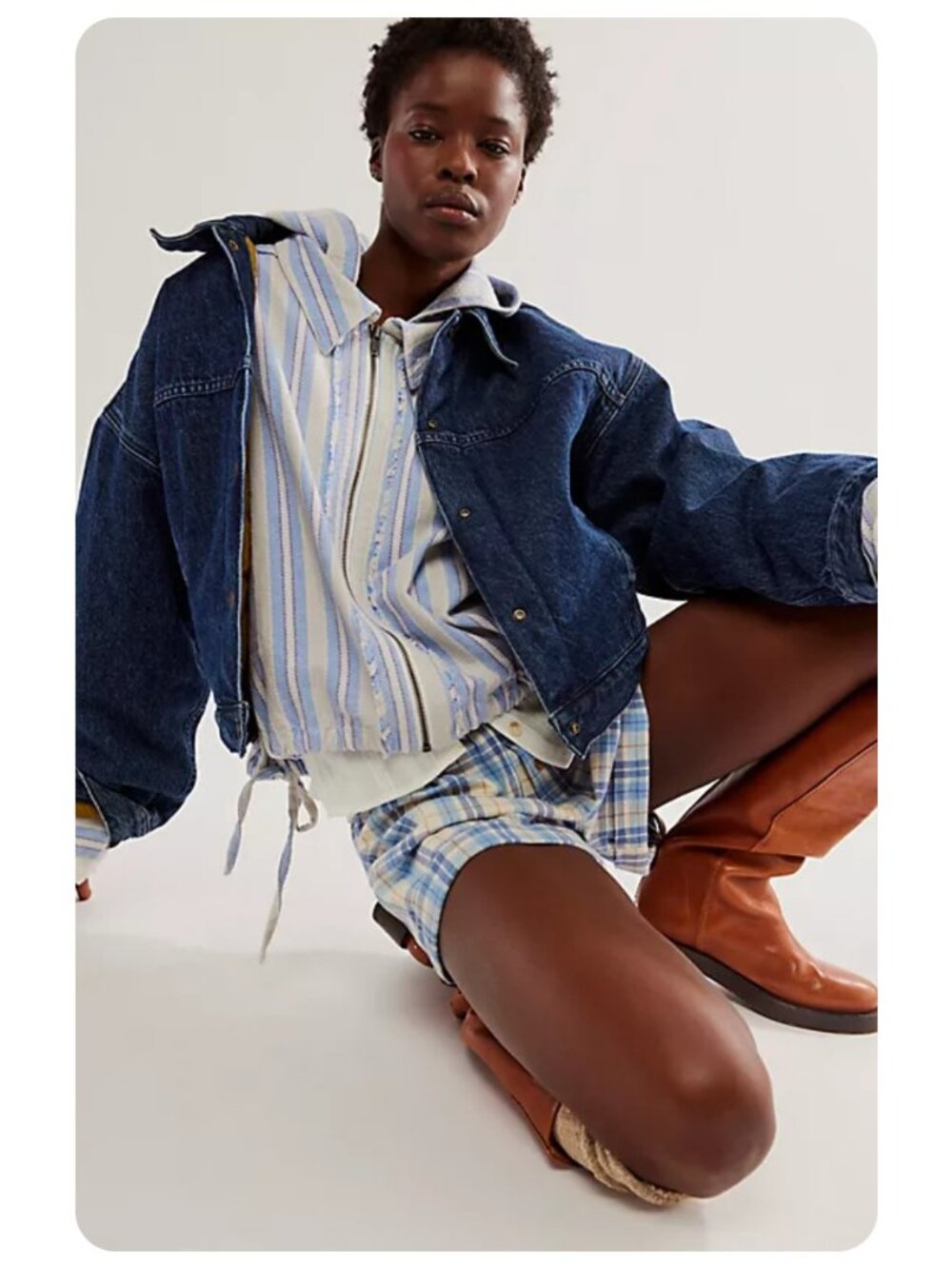 We The Free People Moonlit Shore Stripe Shirt sz L - Picture 4 of 10
